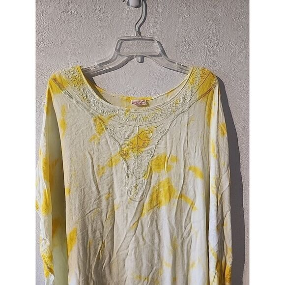 Dress Free Size One Size Hippie Boho Summer Pullover Bathing Suit Cover Yellow - Picture 2 of 7